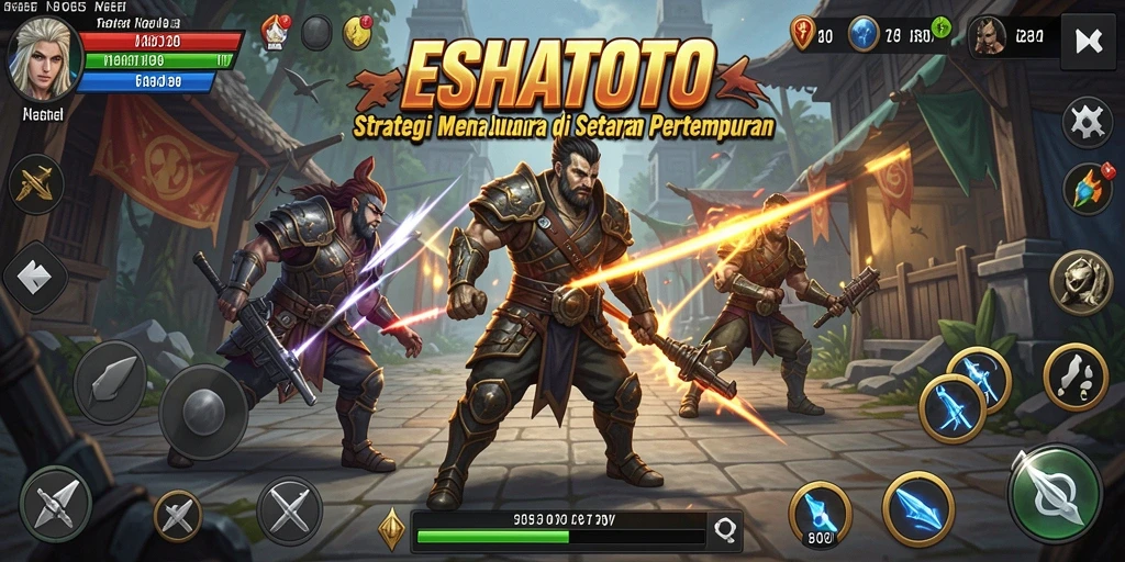 Screenshot ESHATOTO menampilkan aksi pertempuran yang intens dan strategis.