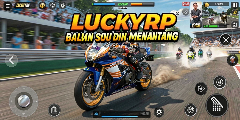 Screenshot menampilkan aksi balapan motor yang intens dan mendebarkan.