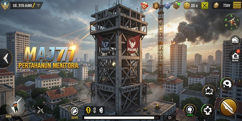 Screenshot gameplay MAJ777 menampilkan pertarungan seru dalam Tower Defense.