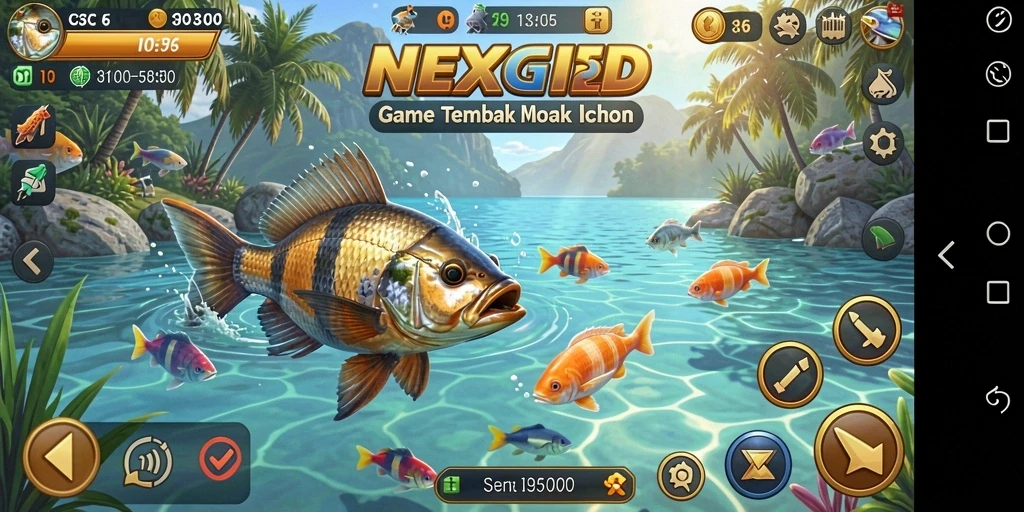 Tangkapan layar menampilkan aksi seru dalam permainan Tembak Ikan.