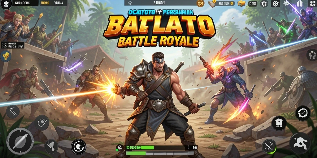 Tampilan seru dari gameplay OCATOTO dalam pertarungan Battle Royale.