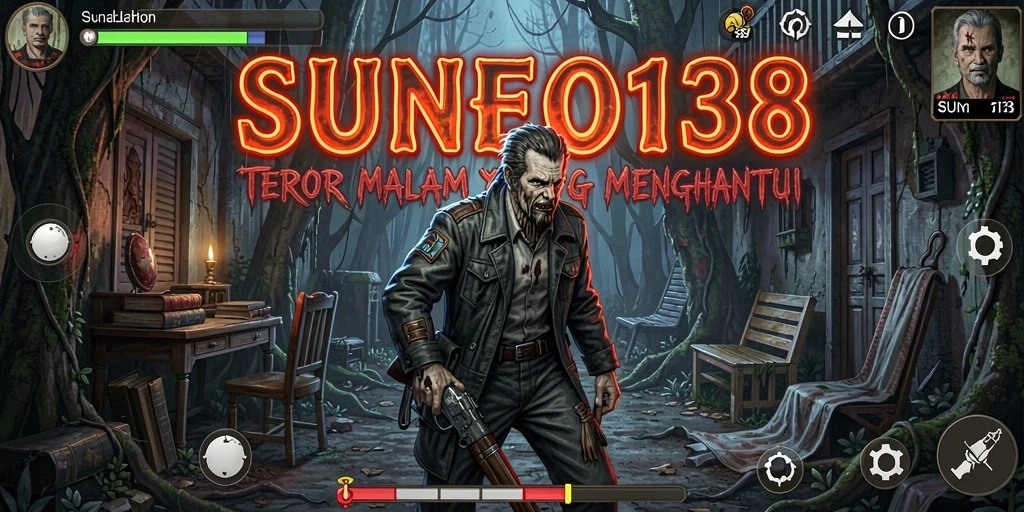 Screenshot SUNEO138 menampilkan suasana mencekam dengan karakter dalam kegelapan.